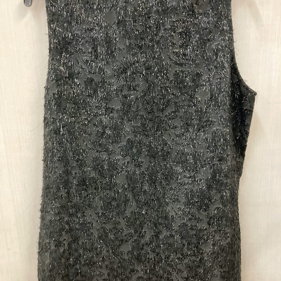 NWT Halogen Black/ Sparkle fuzz Sleeveless Top - Picture 2 of 3